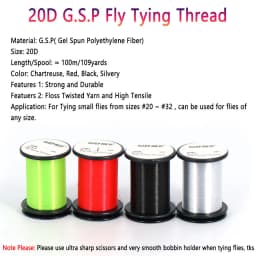 10D 20D 30D 50D 100D 75D 140D 200D GSP Fly Tying Polyethylene Floss Thread High Tensile Tying Line for Dry Wet Pike Streamer Fly