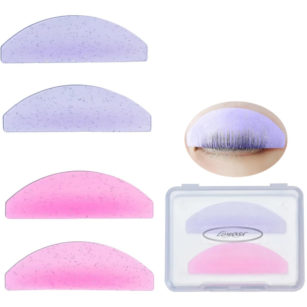 Lomansa 2Pcs Korean Lash Lift Shields Flat Lash Lift Silicone Pads For Perming Lotion No.1 Eyelash Softening Shields Makeup Tool