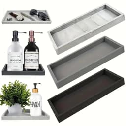 A Rectangular Silicone Aromatherapy Tray for Bathroom, Non-Porous Vanity Table, Marble Washbasin Tabletop Storage, Decorative Tray