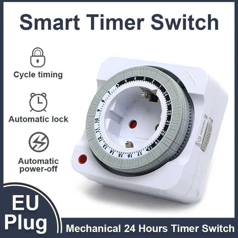 24 Hours Mechanical Timer Smart Countdown Auto Power-off Socket EU Plug For Indoor Use
