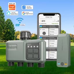 4Zone WiFi RF433 Water Timer Smart Irrigation Timer Water Valve Controller Solar Powered Smart Life Tuya App Auto Watering Timer