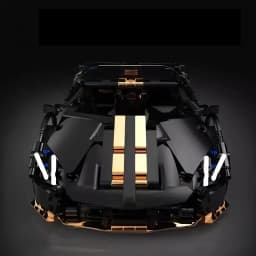 1:14 Black Sports Car Building Blocks Set, Suitable for 14+, Adult Collectiblel Assembled Model, Home Decoration & Gift