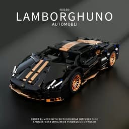 1:14 Black Sports Car Building Blocks Set, Suitable for 14+, Adult Collectiblel Assembled Model, Home Decoration & Gift