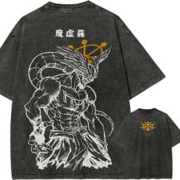 Mahoraga Wheel T-shirt Jujutsu Kaisen Eight-Handled Sword Tee Vintage Washed Oversized Anime Graphic Streetwear Retro Men Tops
