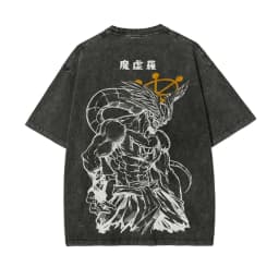 Mahoraga Wheel T-shirt Jujutsu Kaisen Eight-Handled Sword Tee Vintage Washed Oversized Anime Graphic Streetwear Retro Men Tops