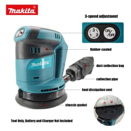 Makita DBO180Z 18V Cordless Random Orbital Sander for Woodworking Putty Polishing Bare Tool for DIY Professional Use