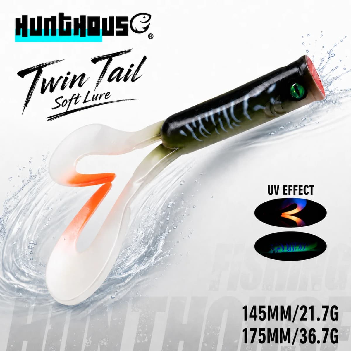 Hunthouse 3PCS/lot Twin Tail Trailer Soft Fishing Lures Silicone Spinning Souple 145mm/21.7g 175mm/36.7g PVC For Pike LW234