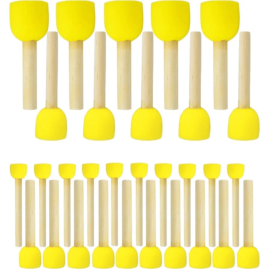 30Pcs Round Sponge Brushes for Painting (4 Sizes), Paint Sponges for Acrylic Painting, Stencil Painting Tools for Kids, Foam Pai
