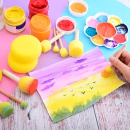 30Pcs Round Sponge Brushes for Painting (4 Sizes), Paint Sponges for Acrylic Painting, Stencil Painting Tools for Kids, Foam Pai