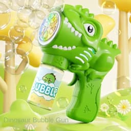 Dinosaur Bubble Machine Electric Bubble Gun with Light Fully Automatic Bubble Gun Automatic Soap Blower Outdoor Game Toy