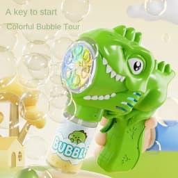 Dinosaur Bubble Machine Electric Bubble Gun with Light Fully Automatic Bubble Gun Automatic Soap Blower Outdoor Game Toy