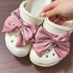2pcs Cloth Butterfly Bow Shoes Charm Butterfly Shoes Accessories for Girls Hole Shoes DIY Gift