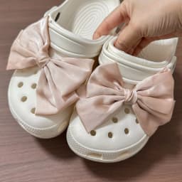 2pcs Cloth Butterfly Bow Shoes Charm Butterfly Shoes Accessories for Girls Hole Shoes DIY Gift