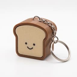 1PC 3.5cm Cute Pressable Stress Relief Keychain Soft Silicone Bread Keychain Set, Kawaii Toast Bread Shape Smiling Face Beige &
