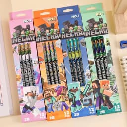 HOT 4pcs-12pcs Pencil no box High Appearance Level MC 2B Pencil Children Special Wood Pen Stationery Birthday Gift--