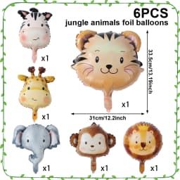 Jungle Animal Head Foil Balloons Wild One Birthday Party Decorations Favors Safari Animals Balloons Baby Shower Party Supplies