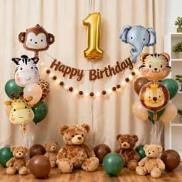 Jungle Animal Head Foil Balloons Wild One Birthday Party Decorations Favors Safari Animals Balloons Baby Shower Party Supplies