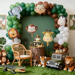 Jungle Animal Head Foil Balloons Wild One Birthday Party Decorations Favors Safari Animals Balloons Baby Shower Party Supplies