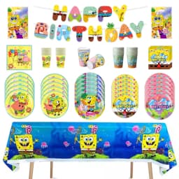 SpongeBob SquarePants Party Decorations Baby Shower Birthday Theme Birthday Party Disposable Tableware Cup Plate Tablecloth