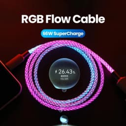 RGB Super Fast Charging Date Cable 66W 6A Glowing Phones USB C Line For iPhone16 15 Xiaomi Samsung POCO PD Data Cord USB-A To C