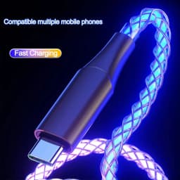 RGB Super Fast Charging Date Cable 66W 6A Glowing Phones USB C Line For iPhone16 15 Xiaomi Samsung POCO PD Data Cord USB-A To C