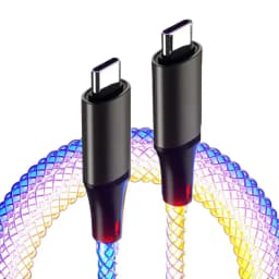 RGB Super Fast Charging Date Cable 66W 6A Glowing Phones USB C Line For iPhone16 15 Xiaomi Samsung POCO PD Data Cord USB-A To C