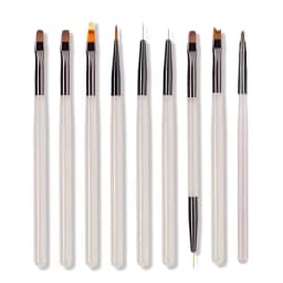 LINMANDA 9 Pack Gray Nail Art Brushes Set Nail Art Tools Suitable for Gel Nail Polish And Nail Art Designs Perfect for Home DIY