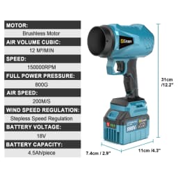 Gisam Brushless Electric Turbo Fan Cordless Leaf Air Blower Turbo Jet Fan Handheld Dust Blowing Tool For Makita 18V Battery Pin