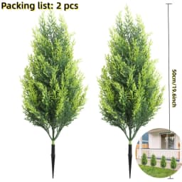 2pc UV Resistant No Fade Artificial Persian Fern Grass Ground Stake Fake Green Plant for Garden Patio Yard Outdoor Hotel Decor