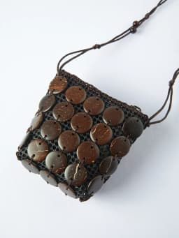 ZIQIAO 2026 Summer Women's Handwoven Wooden Bead Mini Crossbody Bag - Retro Style with Beaded Accent for Vacation and Daily Use