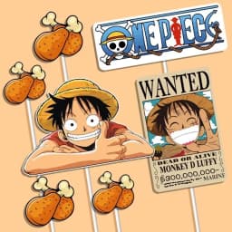 7pcs ONE PIECE Luffy Cake Topper Anime Boy Girl Birthday Cake Decorating Cake Flag Party Supplies for Kids Birthday Baby Shower