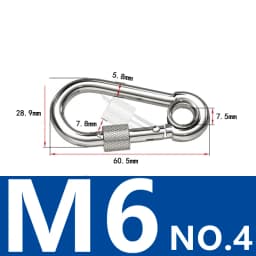6Pcs Stainless Steel Carabiner Clip Spring Snap Hook M4 M5 M6 Multifunctional Heavy Duty Quick Link Lock Ring for Camping Hiking