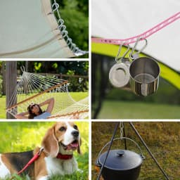 6Pcs Stainless Steel Carabiner Clip Spring Snap Hook M4 M5 M6 Multifunctional Heavy Duty Quick Link Lock Ring for Camping Hiking