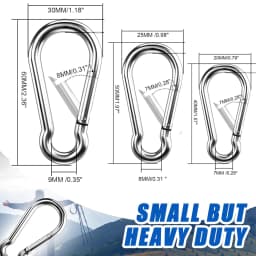 6Pcs Stainless Steel Carabiner Clip Spring Snap Hook M4 M5 M6 Multifunctional Heavy Duty Quick Link Lock Ring for Camping Hiking