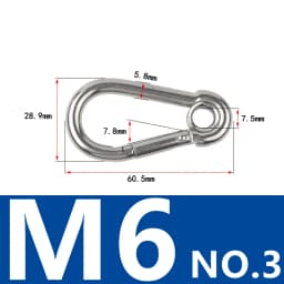6Pcs Stainless Steel Carabiner Clip Spring Snap Hook M4 M5 M6 Multifunctional Heavy Duty Quick Link Lock Ring for Camping Hiking
