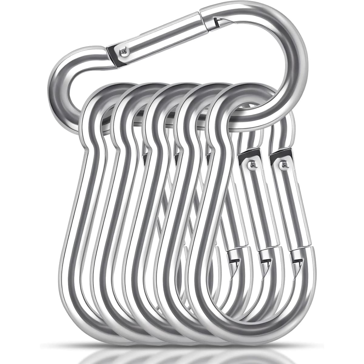 6Pcs Stainless Steel Carabiner Clip Spring Snap Hook M4 M5 M6 Multifunctional Heavy Duty Quick Link Lock Ring for Camping Hiking