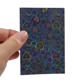 50pcs Colorful Laser heart Card Film Heart-Shaped Glittering Protection for ID Student Game Cards PVC Card Sleeves