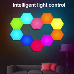 RGB LED Hexagon Wall Lamp Smart Night Light DIY Shape Music Rhythm APP Control Colorful Lights For Bedroom Game Room Decoration
