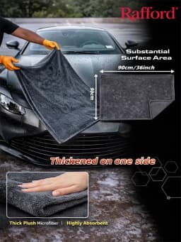 Rafford Dark Gray Car Microfiber Towel, Oversized Strong Absorbent Car Wash Cloth, High-Efficiency Cleaning Wipe Cloth