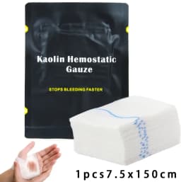 1.5/3.75M Hemostatic Kaolin Gauze Combat Emergency Trauma Z-Fold Soluble For Ifak Tactical First Aid Kit Medical Wound Dressing