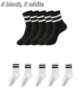 【Hot Recommendation】10/20 Pairs Pack, Two-Stripe Sports Mid-Calf Socks, Unisex, Breathable and Non-Stuffy, a Must-Have for Students, Suitable for All Seasons, Casual Socks
