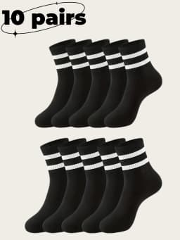 【Hot Recommendation】10/20 Pairs Pack, Two-Stripe Sports Mid-Calf Socks, Unisex, Breathable and Non-Stuffy, a Must-Have for Students, Suitable for All Seasons, Casual Socks