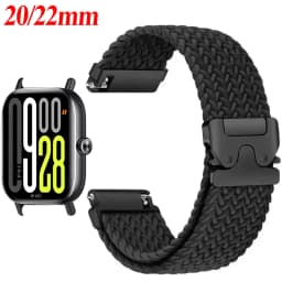 22mm 20mm Braided Nylon Loop Strap for Redmi Watch 5 Active/Lite Parachute Buckle Comfortable Band for Amazfit Active 3-2 Bip 6-