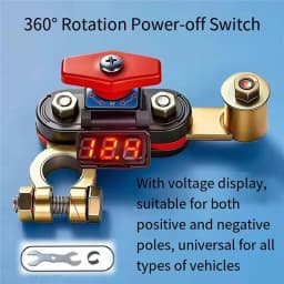 Car Battery Disconnect Switch 12-24V Bidirectional Joint Can Rotate Power Disconnect Switch with Digital Display