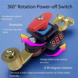 Car Battery Disconnect Switch 12-24V Bidirectional Joint Can Rotate Power Disconnect Switch with Digital Display