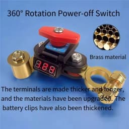 Car Battery Disconnect Switch 12-24V Bidirectional Joint Can Rotate Power Disconnect Switch with Digital Display