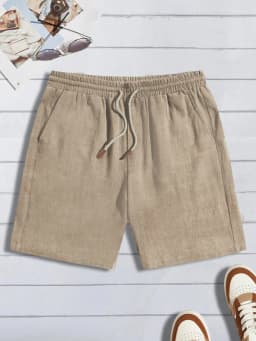 Summer thin linen shorts for men, loose and casual, five-inch pants, cotton and linen, breathable, suitable for beach and sports