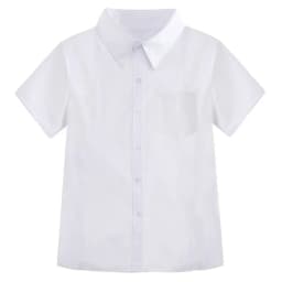 Casual Classic White Shirt Basic Preppy Style Loose Fit Shirt Simple Short Sleeve Blouse High School Students