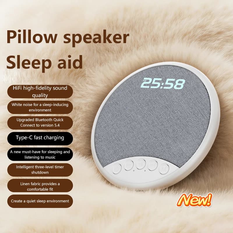 New Pillow-mounted Bluetooth Speaker With HIFI Sound Quality Multi-functional Sleep Aid Speaker With Timing And Digital Display