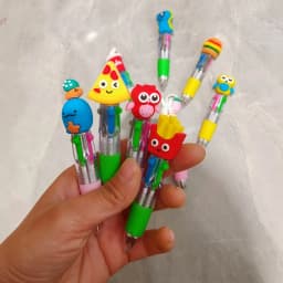 10-30Pcs Cute Cartoon Mini Four-Color Ballpoint Pen Student Stationery Gift Prize Cartoon Head Design Multicolor round Pen